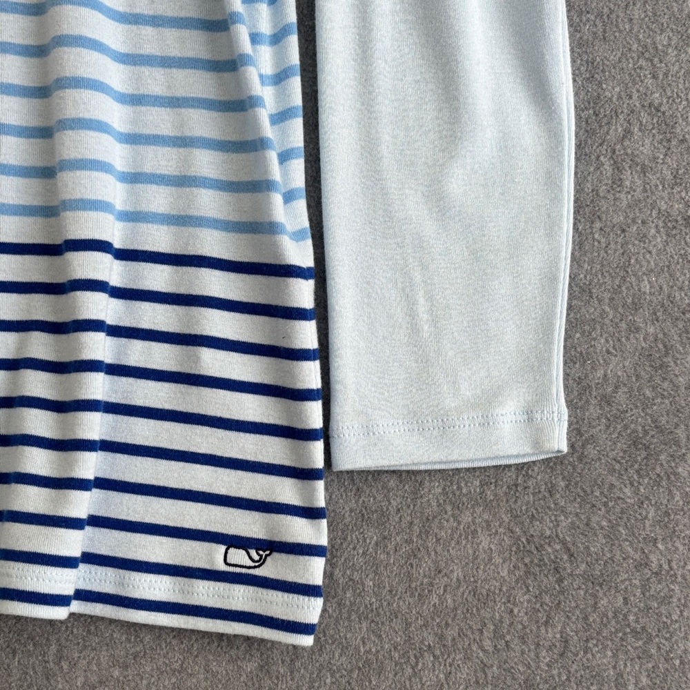 NEW Vineyard Vines Women Long Sleeve Striped Boatneck T-Shirt L Sky Blue - Picture 5 of 9